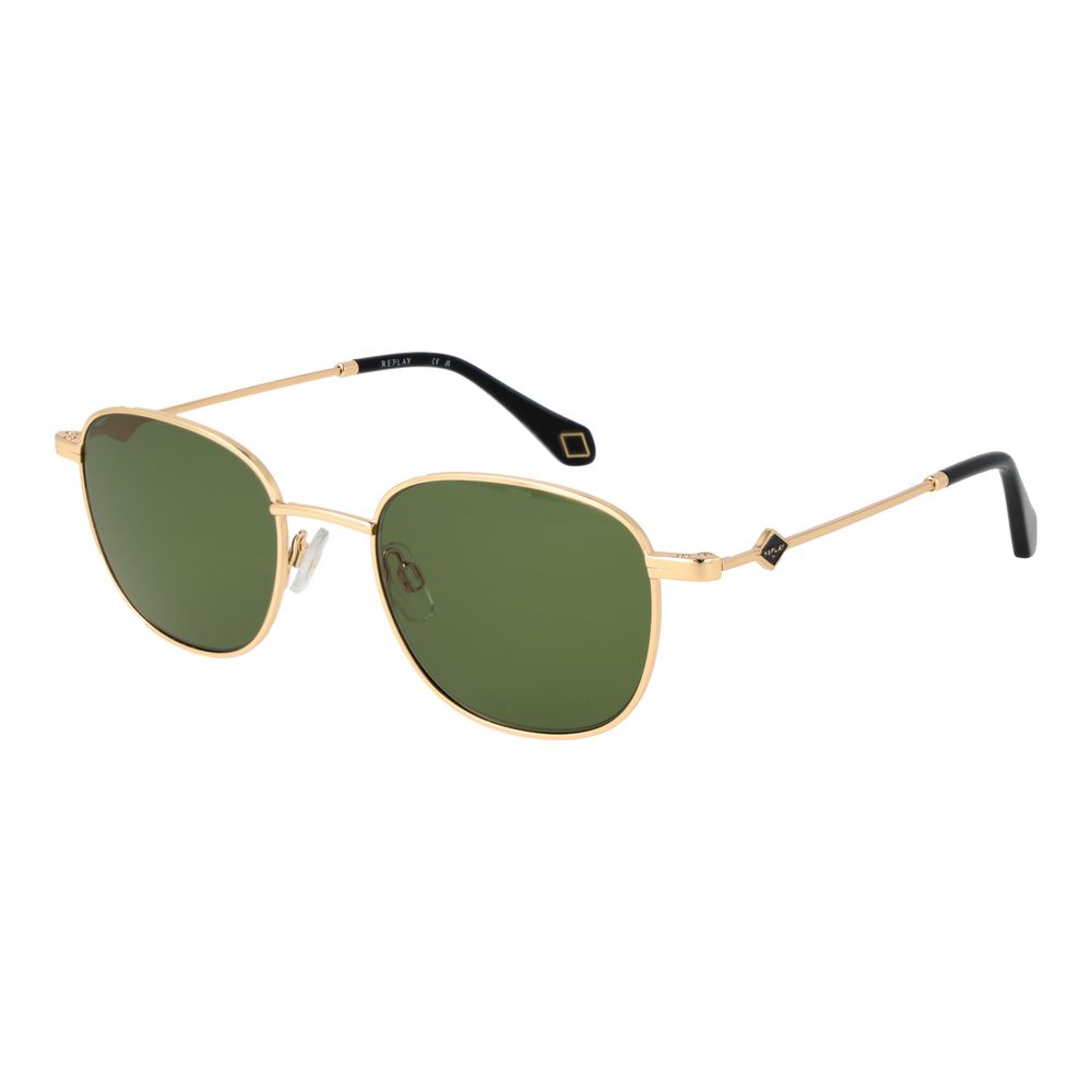 Replay Lunettes Or Métal, Verres Verts, Protection UV100%