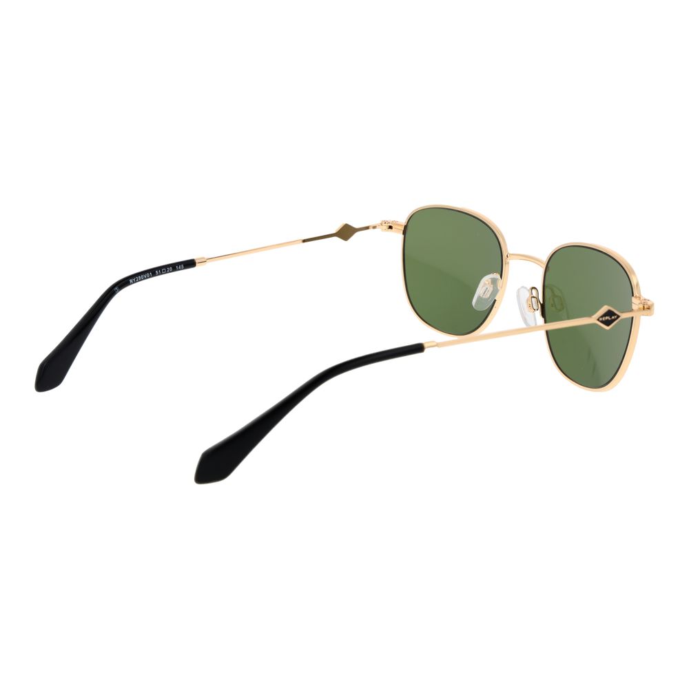 Replay Lunettes Or Métal, Verres Verts, Protection UV100%