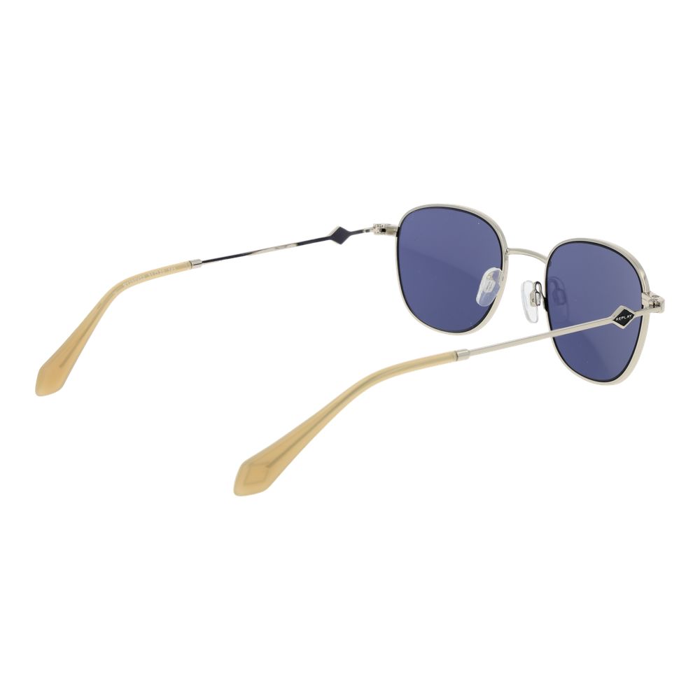 Replay Lunette Silver Metal, Verres Bleus, Protection UV Totale