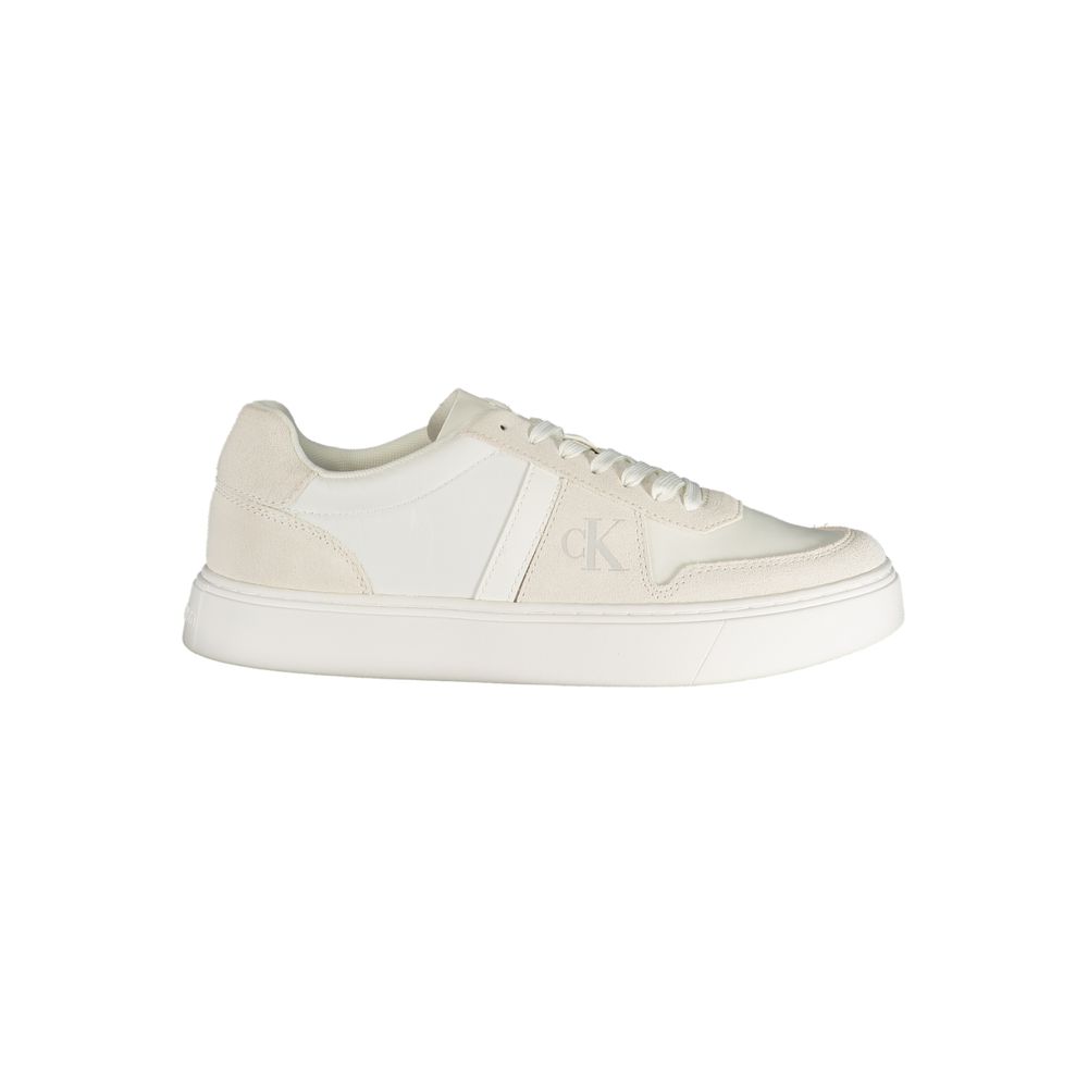 Calvin Klein Baskets blanches cuir, lacets sport urbain