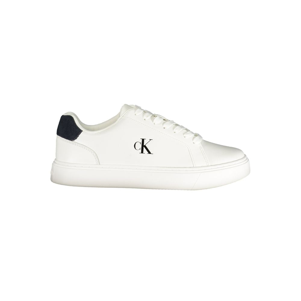 Calvin Klein Baskets Blanches, Polyuréthane, Accents Bleus