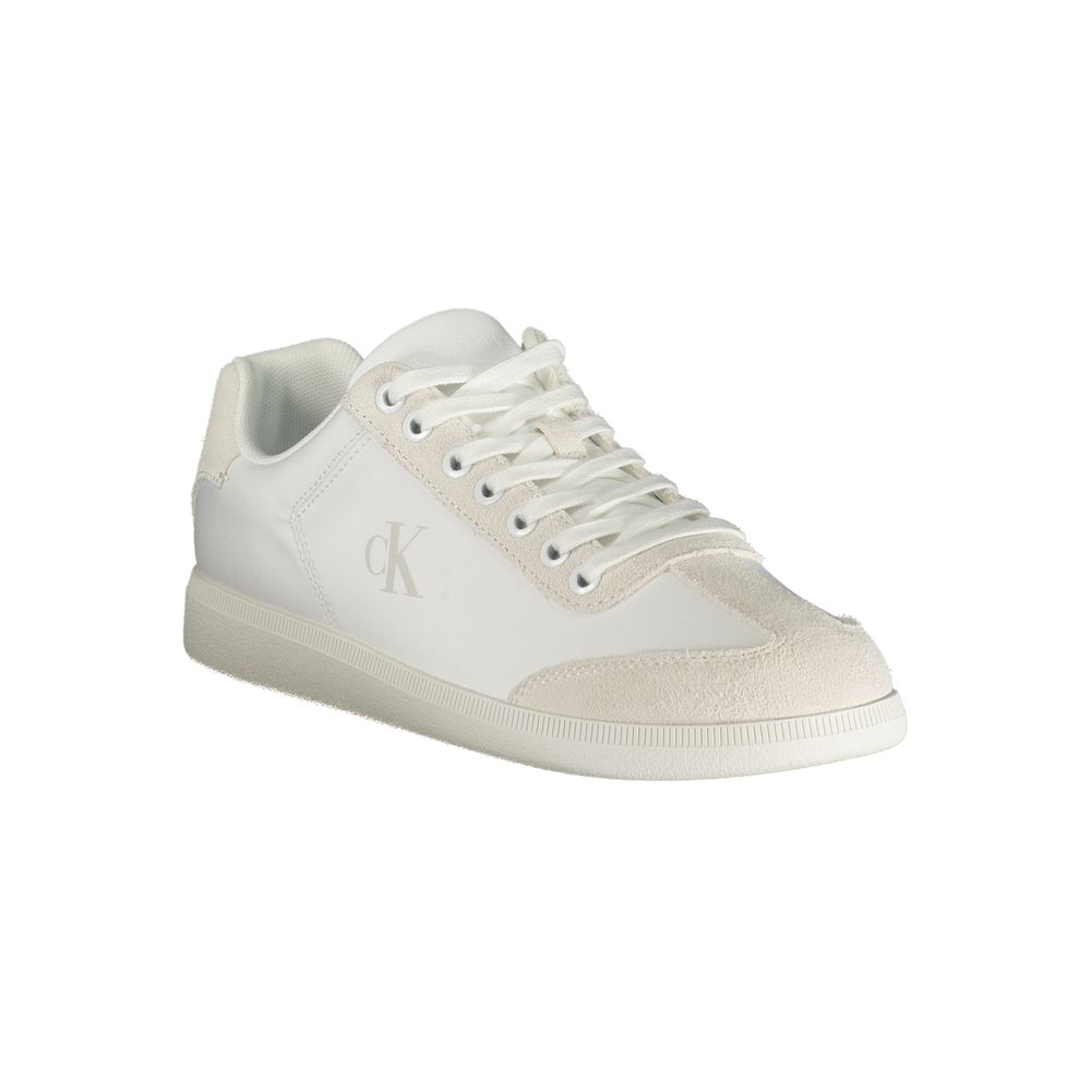 Calvin Klein Baskets Blanches, Polyester Recyclé, Logo Contrasté