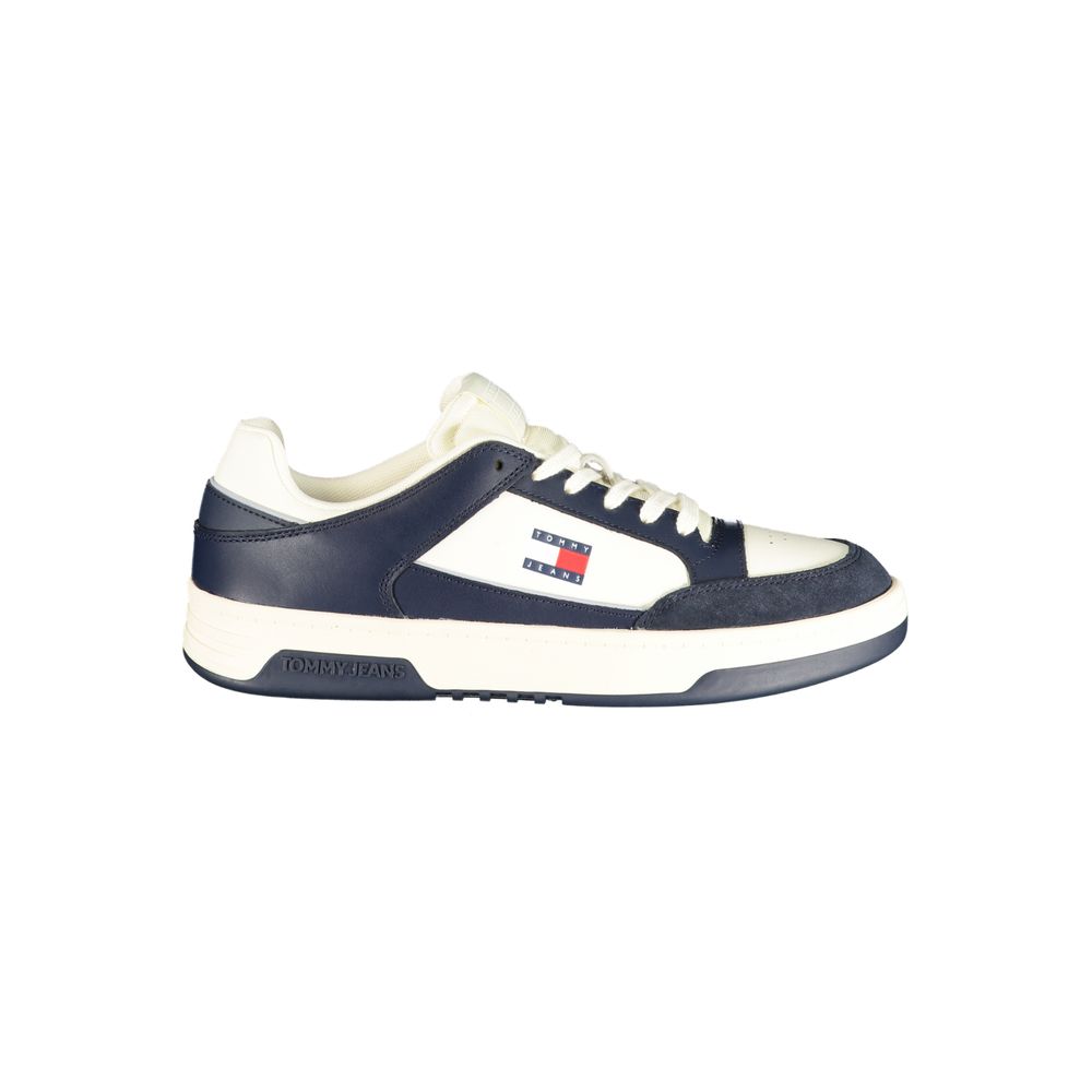Tommy Hilfiger Baskets Homme Blanches, Cuir Polyuréthane, Détails Bleus