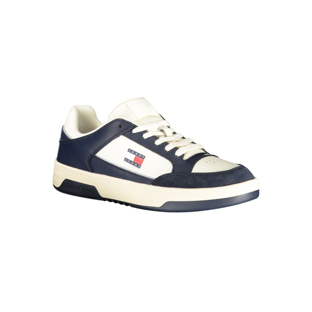 Tommy Hilfiger Baskets Homme Blanches, Cuir Polyuréthane, Détails Bleus