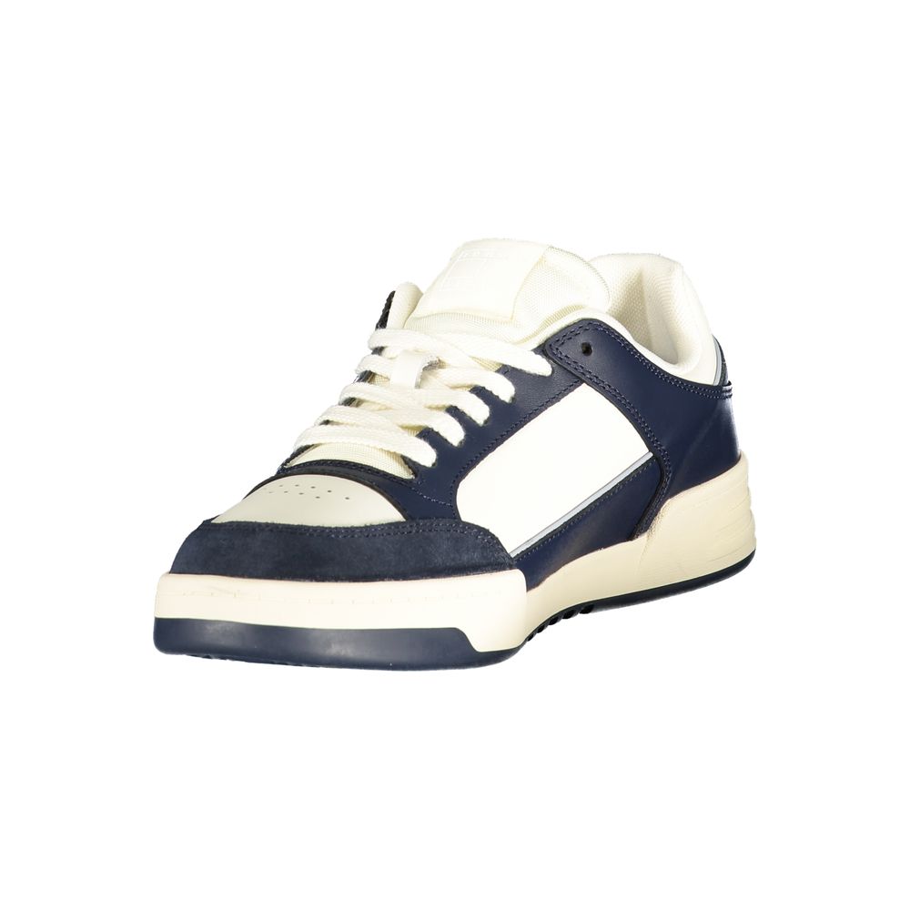 Tommy Hilfiger Baskets Homme Blanches, Cuir Polyuréthane, Détails Bleus