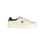 Tommy Hilfiger Baskets Cuir Blanc, Accents Bleus, Semelle Amovible