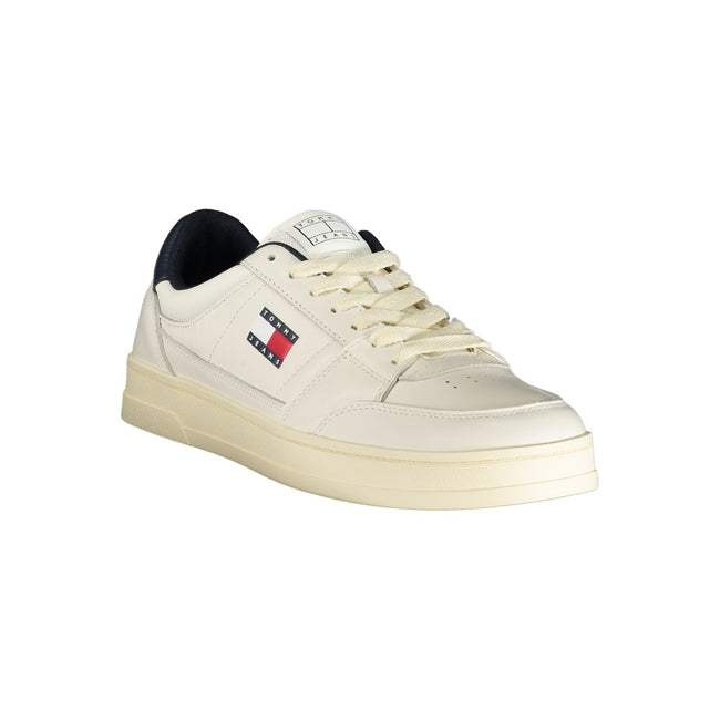 Tommy Hilfiger Baskets Cuir Blanc, Accents Bleus, Semelle Amovible - Tommy Hilfiger | Hollys Men