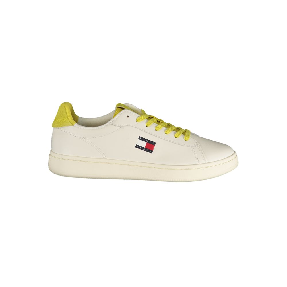 Tommy Hilfiger Baskets Blanches, Accents Jaunes, Semelle Amovible
