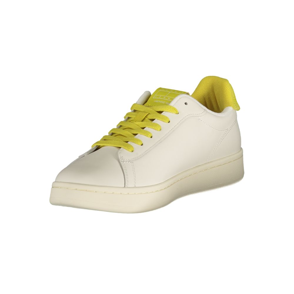 Tommy Hilfiger Baskets Blanches, Accents Jaunes, Semelle Amovible