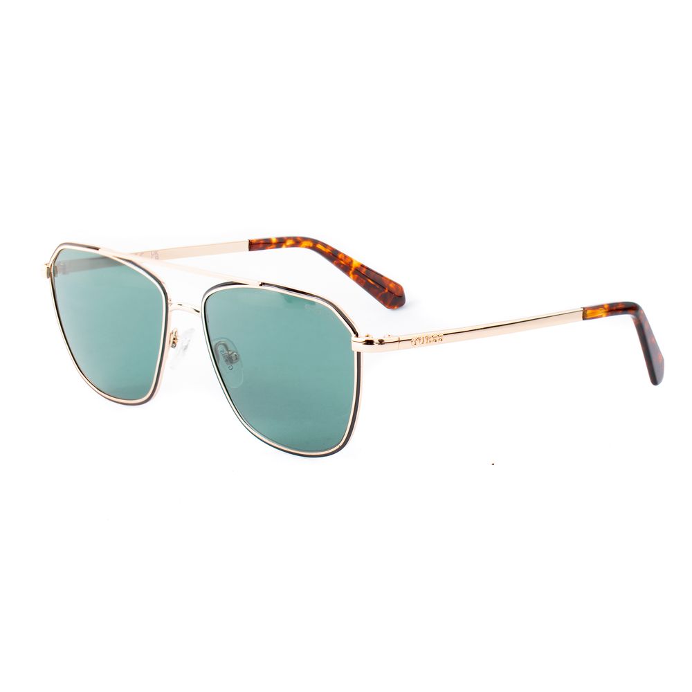 Guess Lunettes de Soleil Dorées, Monture Métal, Verres Gris