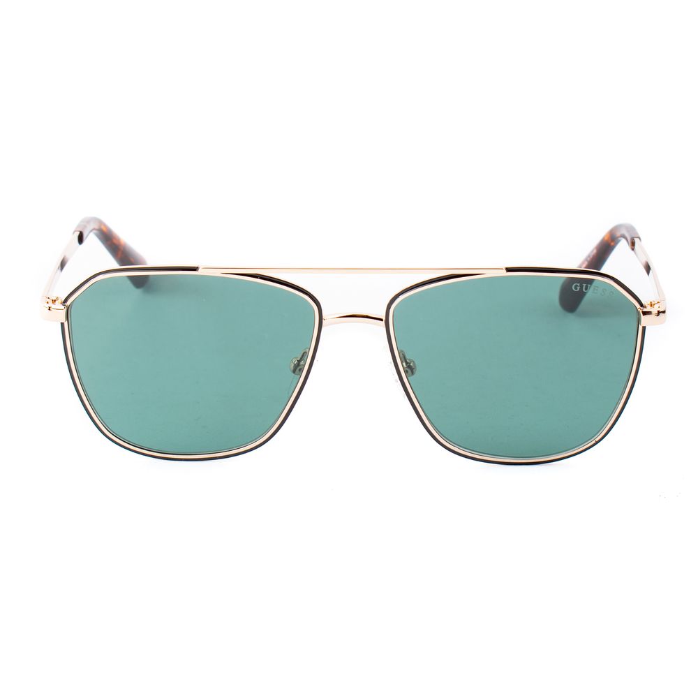 Guess Lunettes de Soleil Dorées, Monture Métal, Verres Gris