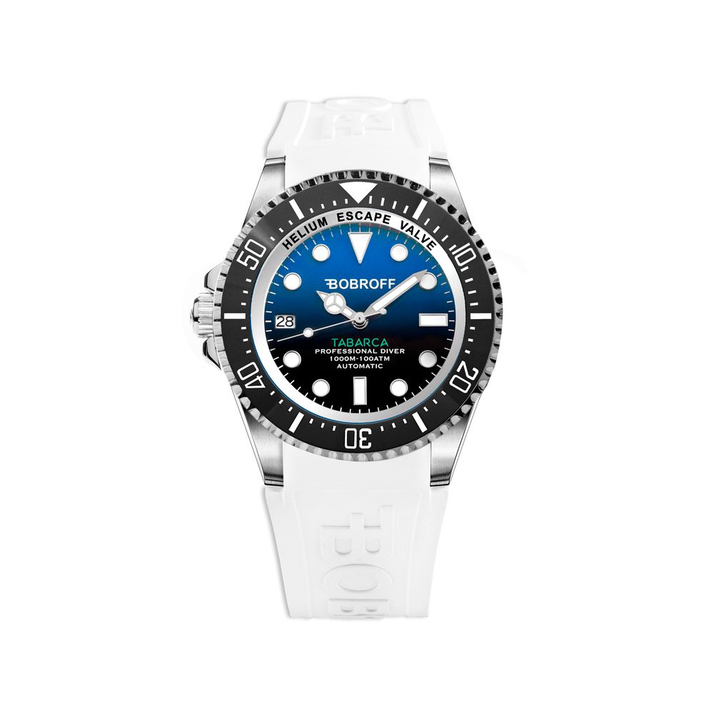 Bobroff Montre Sport Automatique, Cadran Bleu, Bracelet Caoutchouc