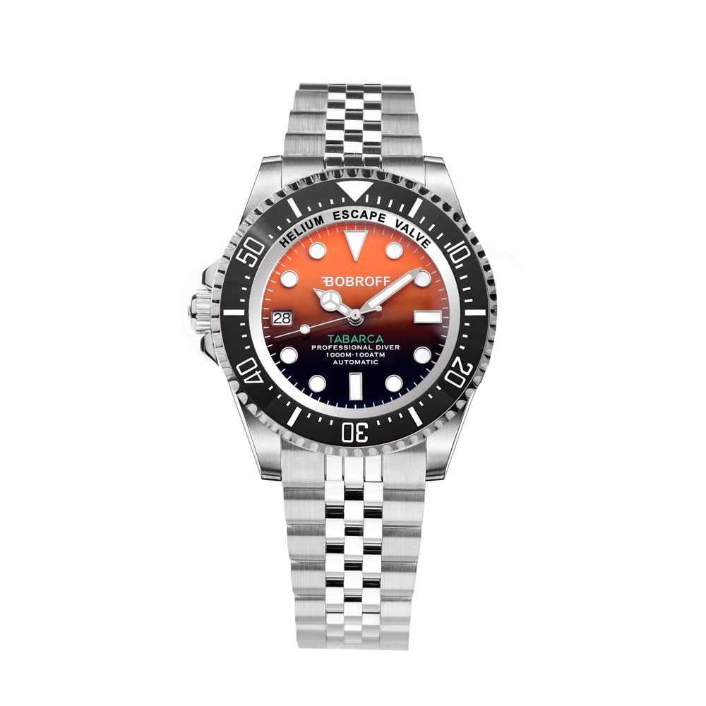 Bobroff Montre Sport Automatique, Acier Inoxydable, Cadran Orange