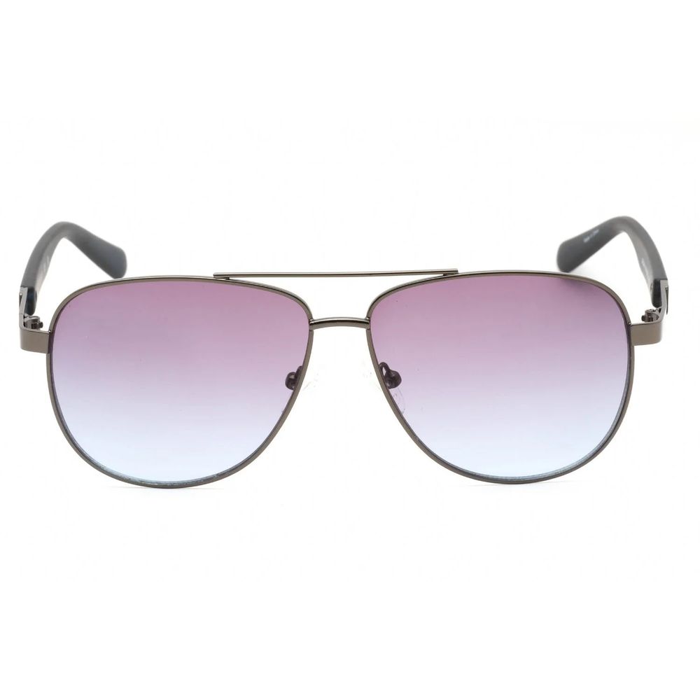 Guess Lunettes Soleil Métal Gris, Verres Dégradés Bleus Premium
