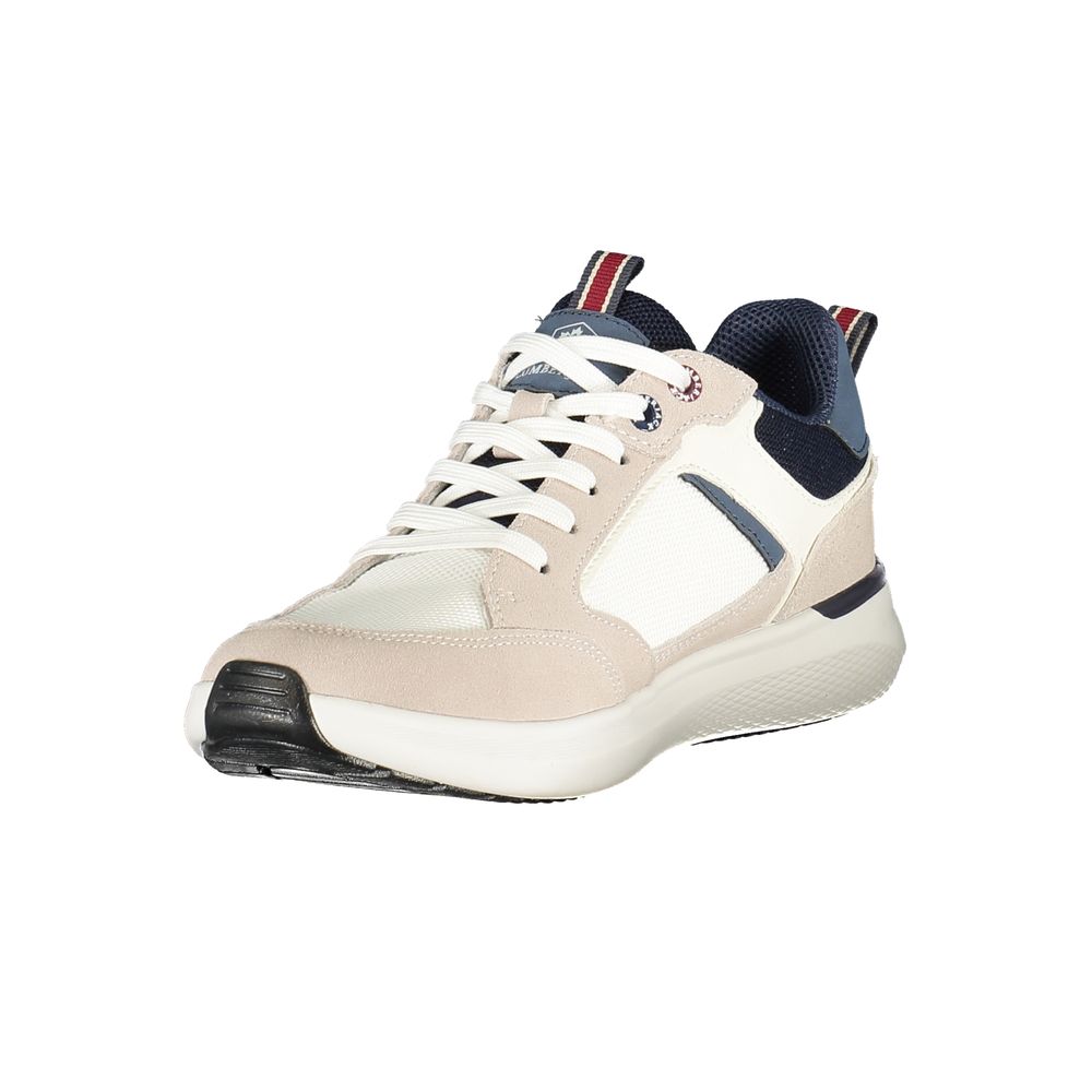 Lumberjack Baskets Blanches Homme, Contrastes Bleus, Semelle Amovible
