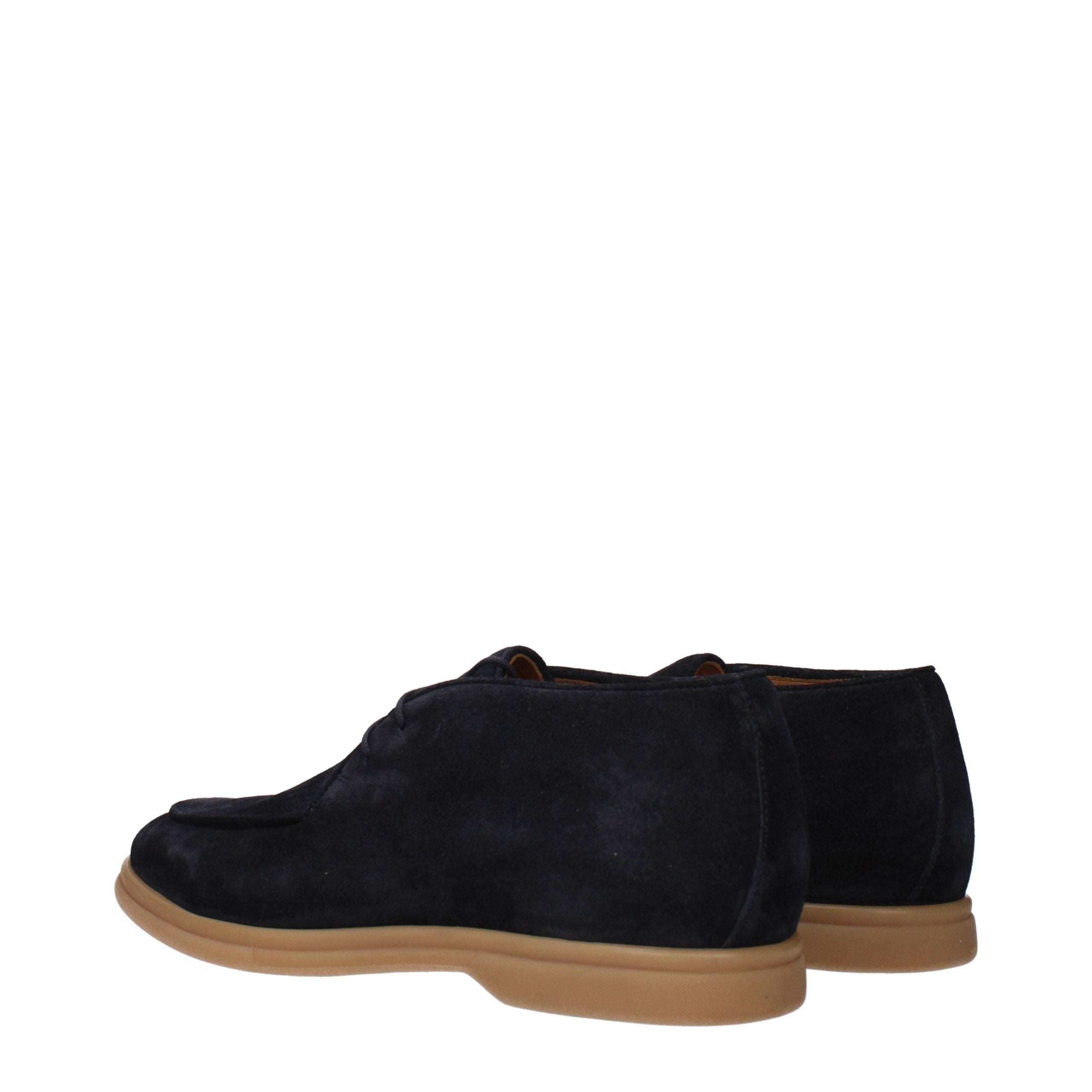 Eleventy Chaussures-Bottes Cuir Bleu, Lacets, Style Oxford