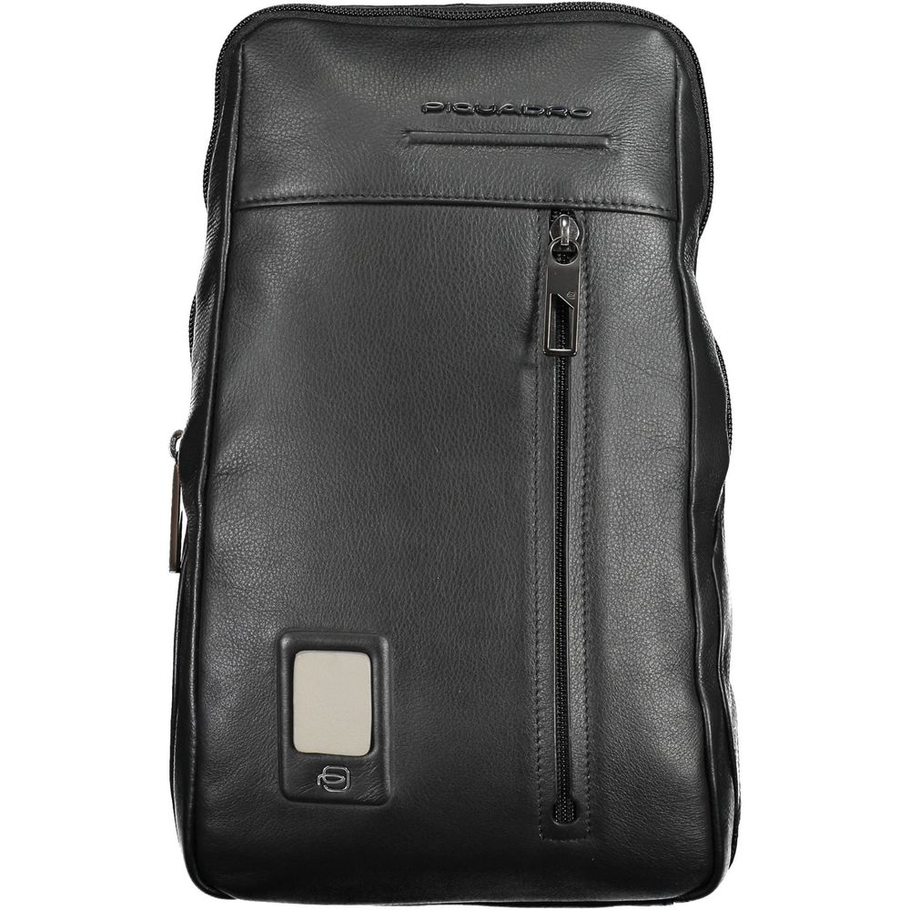 Piquadro Sacoche bandoulière cuir noir, compartiment laptop