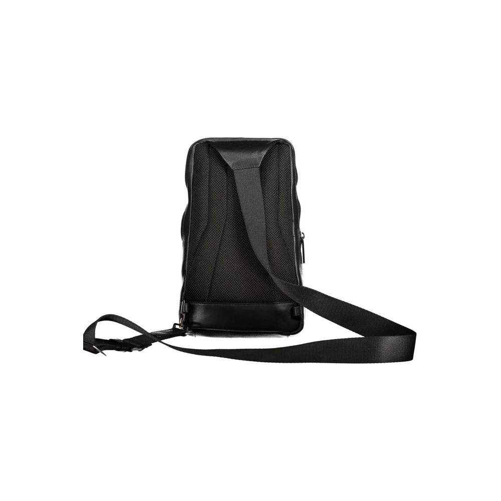 Piquadro Sacoche bandoulière cuir noir, compartiment laptop