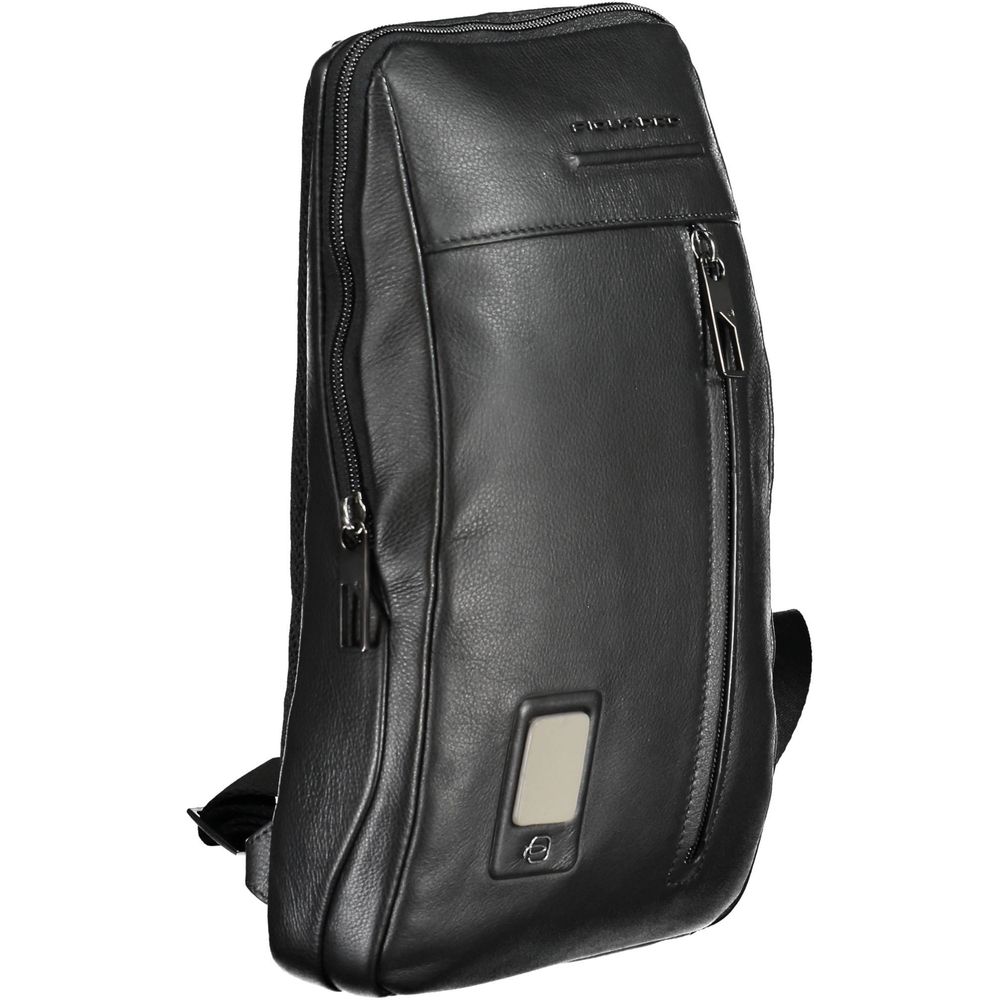 Piquadro Sacoche bandoulière cuir noir, compartiment laptop