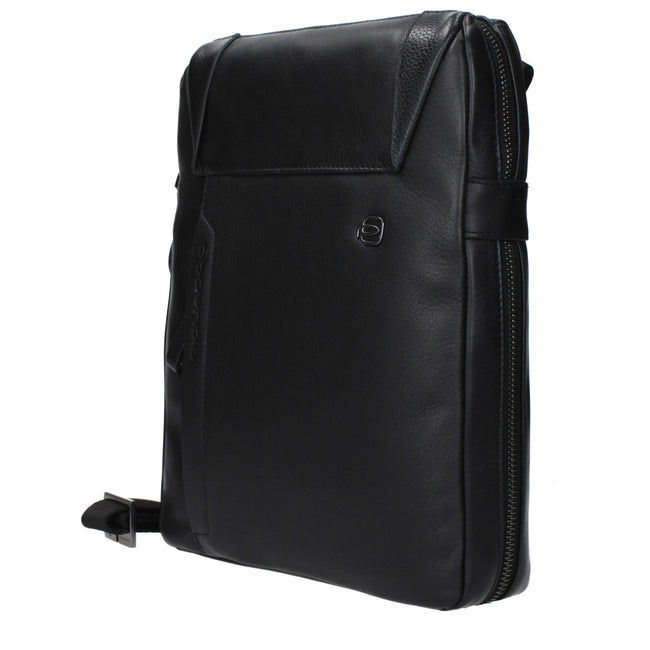 Piquadro Sacoche bandoulière Cuir noir, Logo avant, Effet vintage - Piquadro | Hollys Men