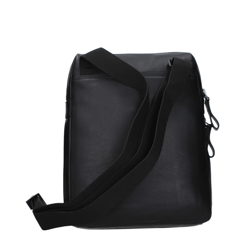Piquadro Sacoche bandoulière Cuir noir, Logo avant, Effet vintage