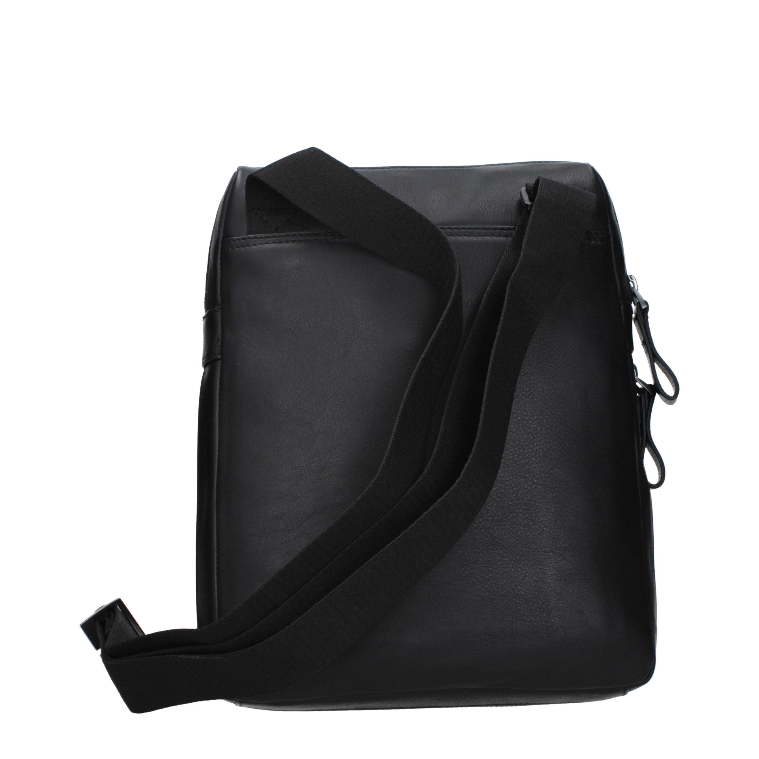 Piquadro Sacoche bandoulière Cuir noir, Logo avant, Effet vintage