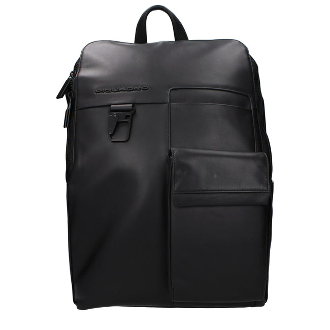 Piquadro Sac à dos cuir noir, compartiment PC, bretelles ajustables - Piquadro | Hollys Men