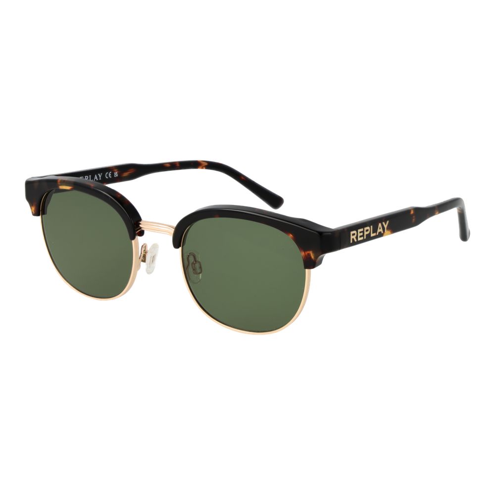 Replay Lunettes Browline Métal Bronze, Verres Verts Premium