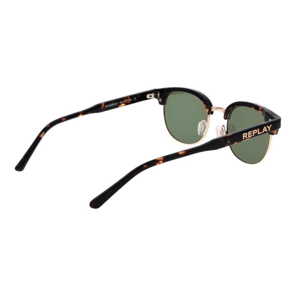 Replay Lunettes Browline Métal Bronze, Verres Verts Premium