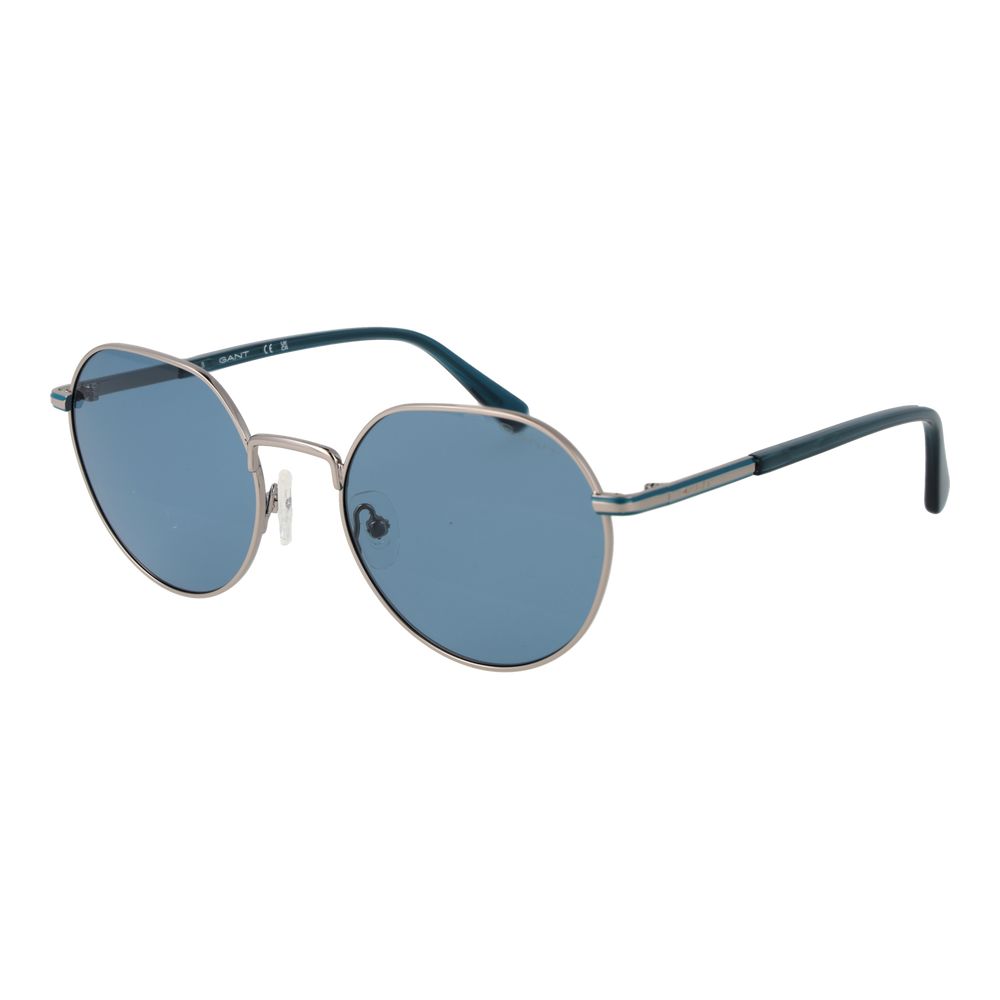 Gant Lunettes Soleil Métal Argent, Verres Bleus, Style Rond