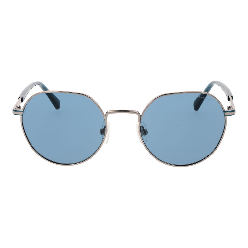Gant Lunettes Soleil Métal Argent, Verres Bleus, Style Rond