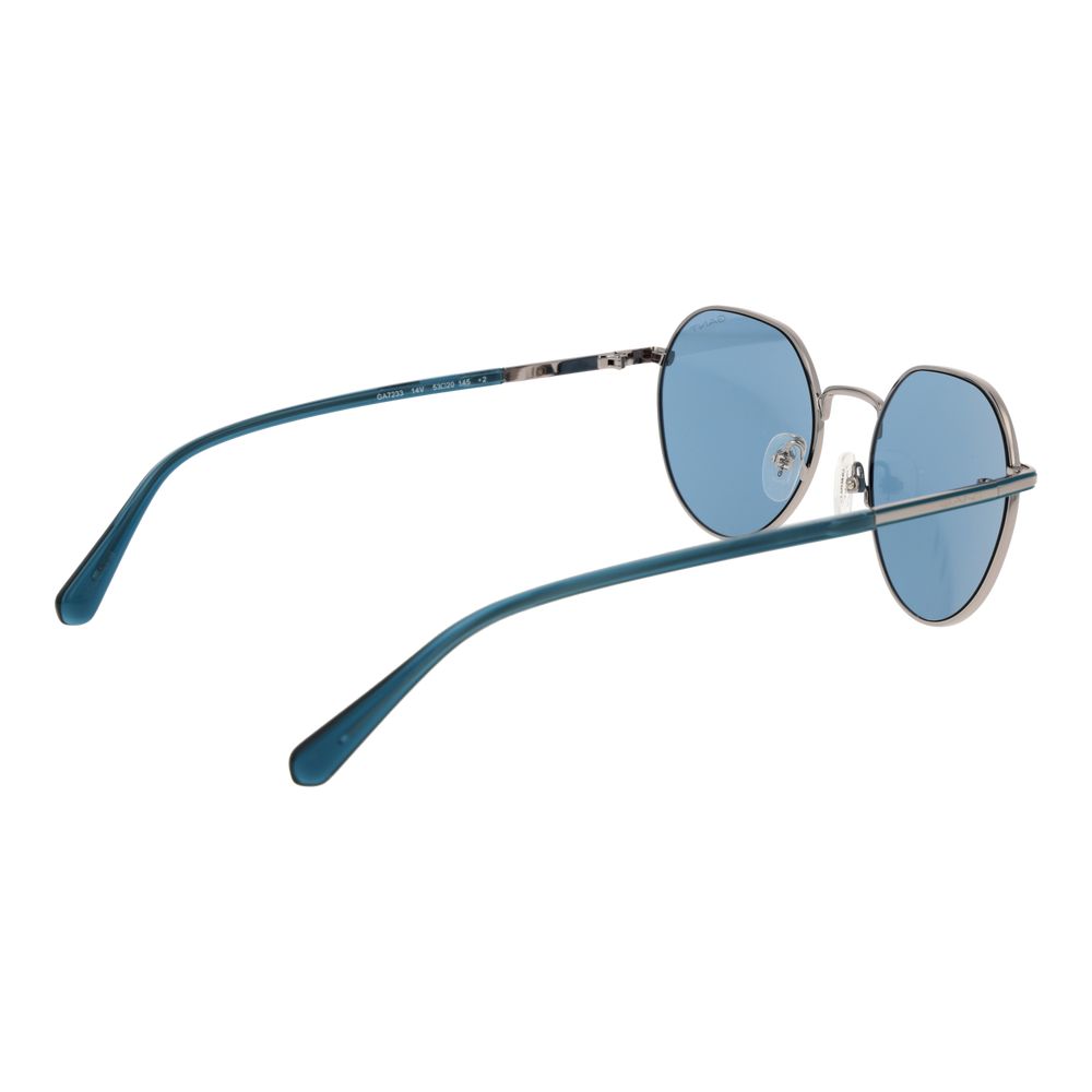 Gant Lunettes Soleil Métal Argent, Verres Bleus, Style Rond