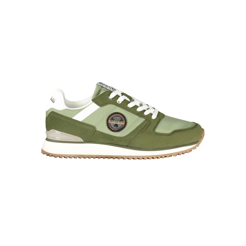 Napapijri Baskets Green Polyester, lacets contrastants, détails verts
