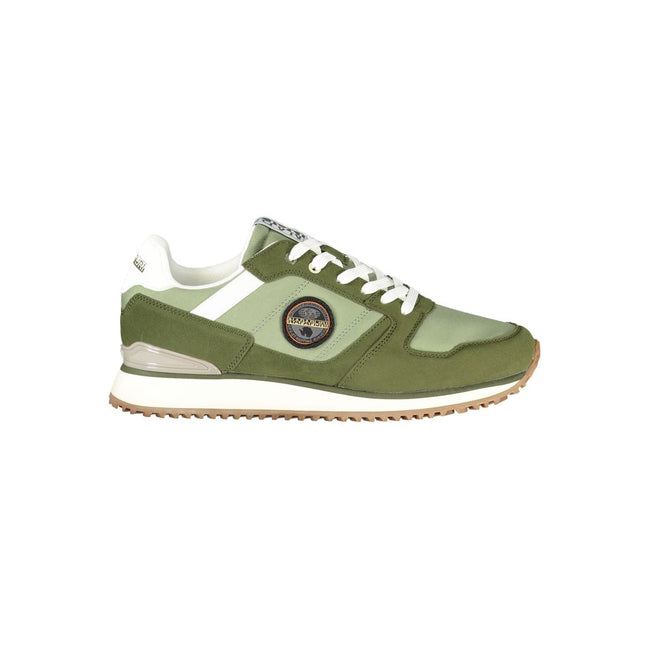 Napapijri Baskets Green Polyester, lacets contrastants, détails verts - Napapijri | Hollys Men