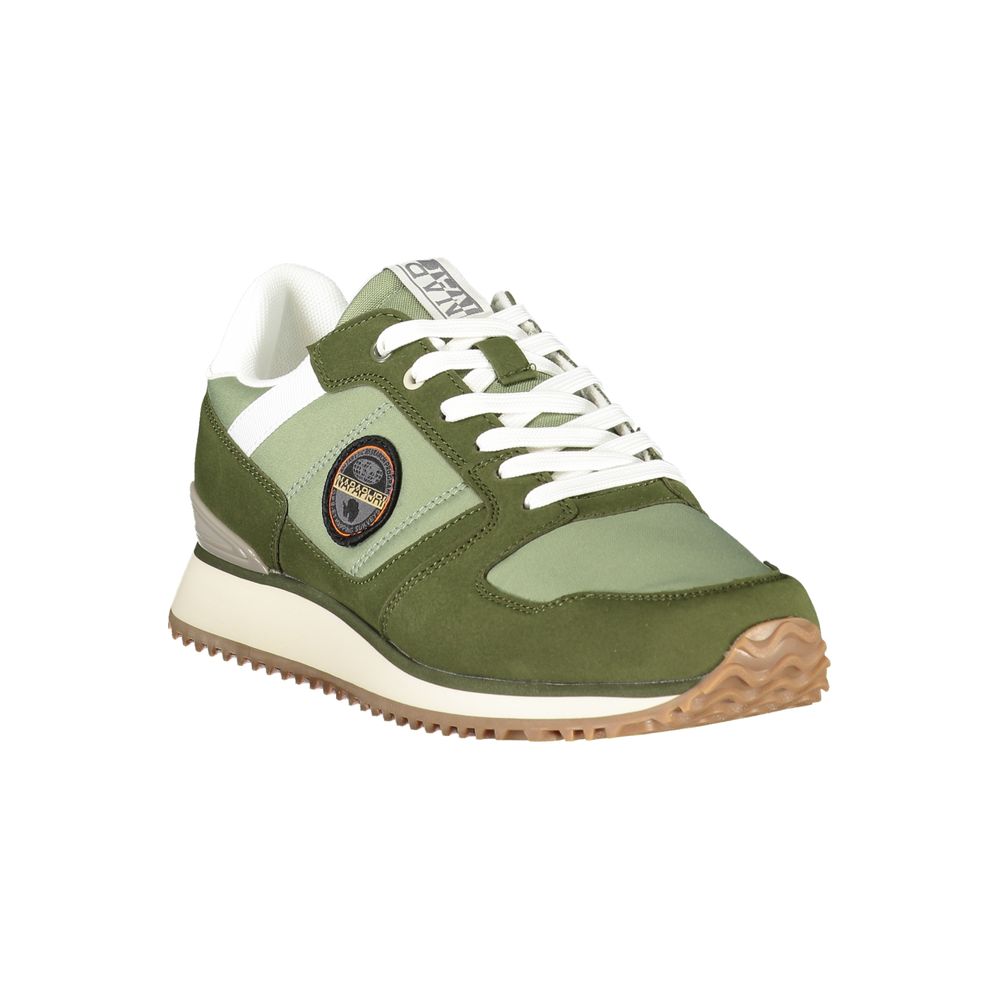 Napapijri Baskets Green Polyester, lacets contrastants, détails verts