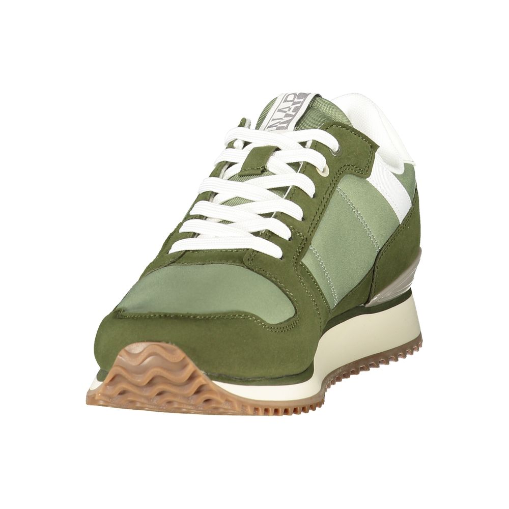 Napapijri Baskets Green Polyester, lacets contrastants, détails verts