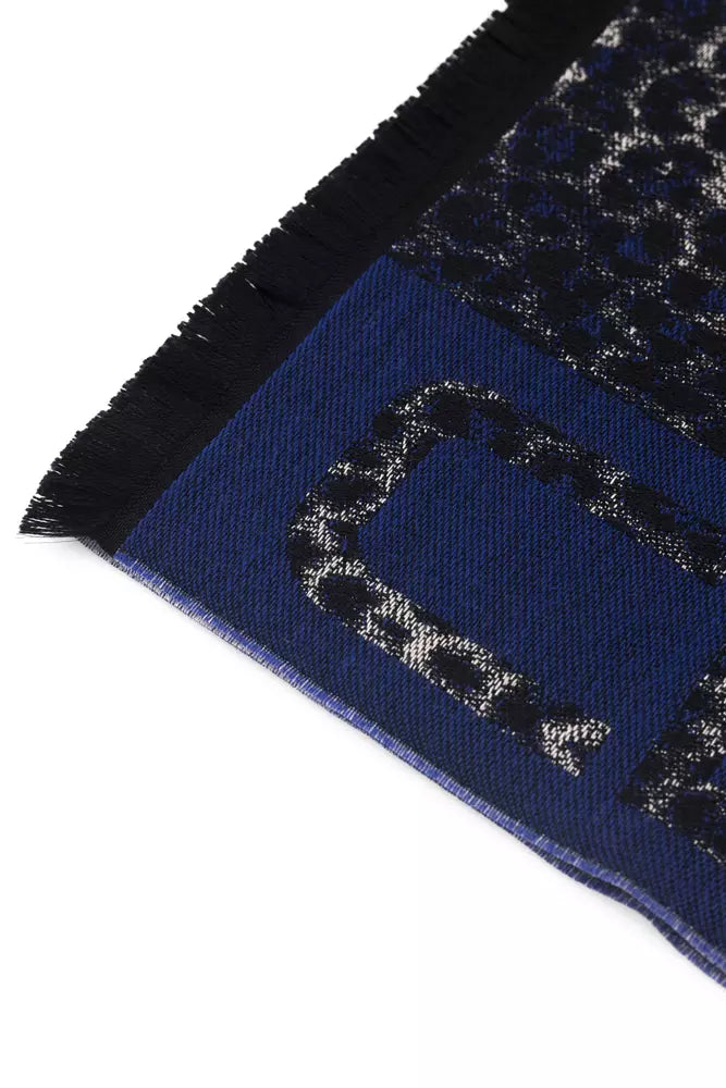 Cavalli Class Écharpe Homme Bleue En Laine Premium Avec Motif Animalier - CA-22213 - Apparel & Accessories > Clothing Accessories > Scarves & Shawls from Cavalli Class