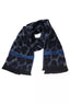 Écharpe Cavalli Class pour homme en laine bleue, motif animalier et logo, CA-22209, bords frangés