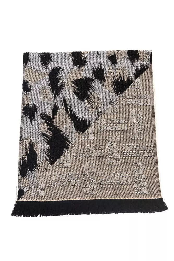 Cavalli Class Écharpe Homme Beige En Laine Avec Motif Animalier Fantaisie Luxueuse - Apparel & Accessories > Clothing Accessories > Scarves & Shawls from Cavalli Class