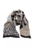 Écharpe Cavalli Class pour homme CA-22212, beige laine, motif animalier fantaisie, franges noires.