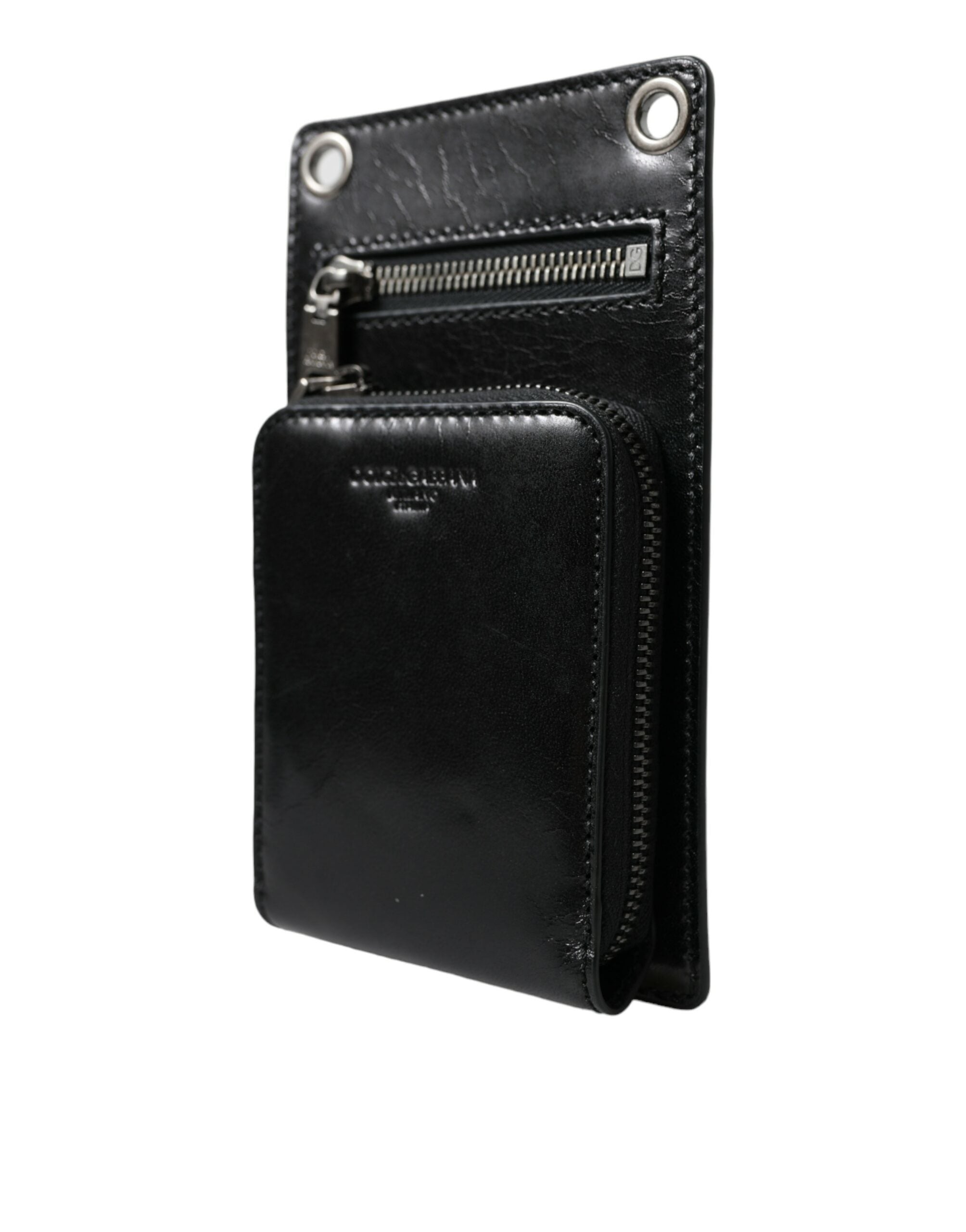 Dolce Gabbana Portefeuille Bandoulière Détachable Noir Cuir de Cheval Avec Emplacement Téléphone Zip - Apparel & Accessories > Handbags, Wallets & Cases > Wallets & Money Clips > Wallets from Dolce & Gabbana