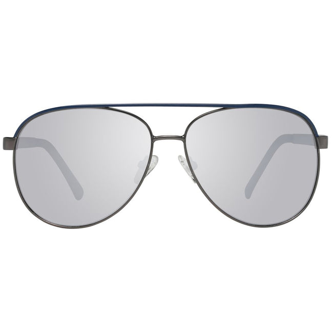 Guess Herren-Sonnenbrille, graues Metall, Aviator-Stil, verspiegelter Rahmen, Größe 60 Main Image
