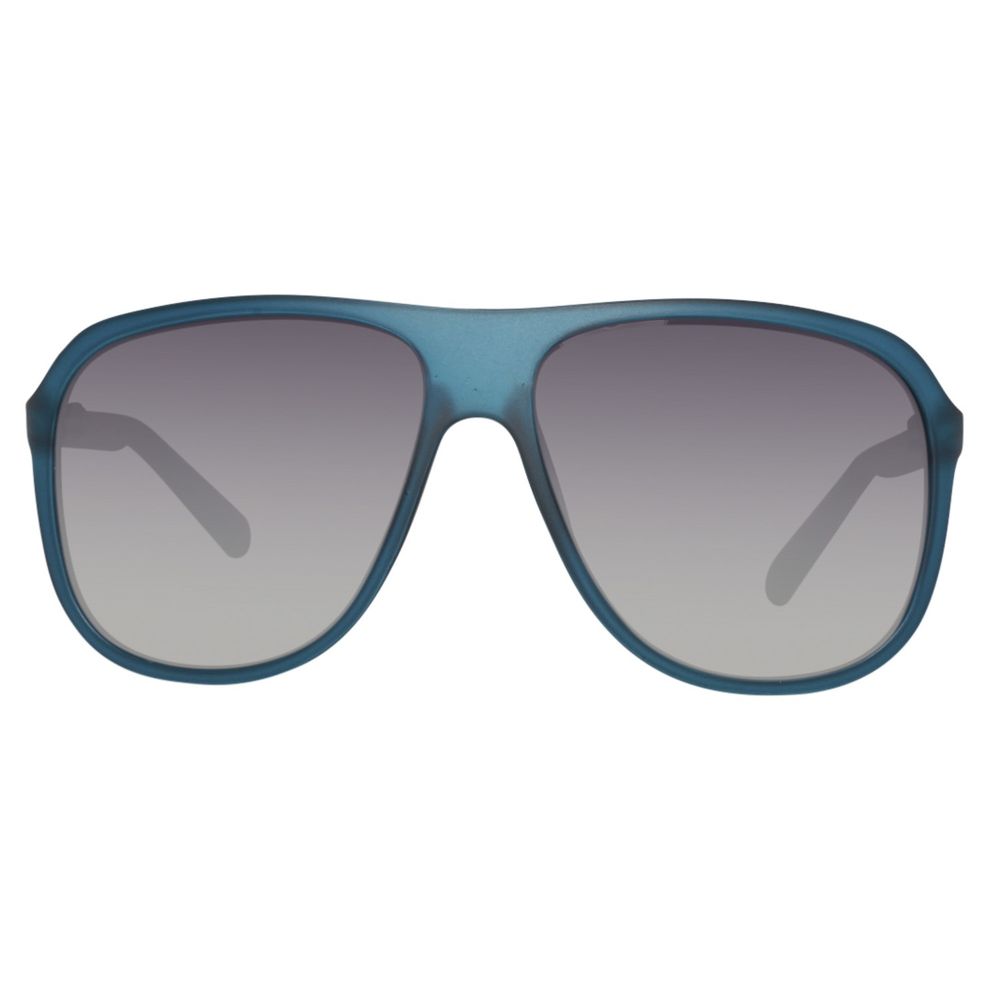 Lunettes de soleil Guess bleues en plastique, verres gris dégradé, dimensions 59/14/135 mm.