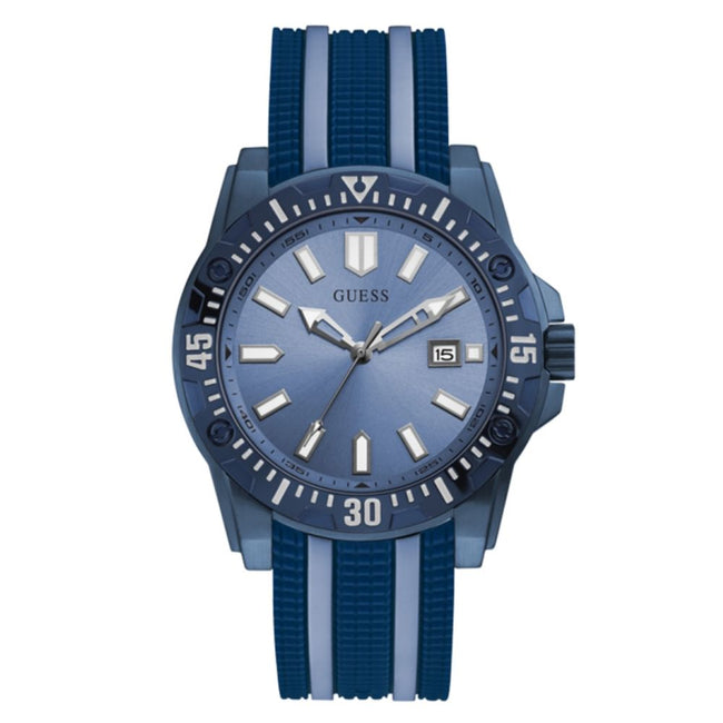 Guess Montre Sport Homme – Quartz Analogique Bleu, 5 ATM Skipper Fecha Hover Image
