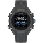 Montre Guess sport en résine grise, affichage numérique, boîtier et bracelet gris, diamètre 45 mm, boucle, non étanche.