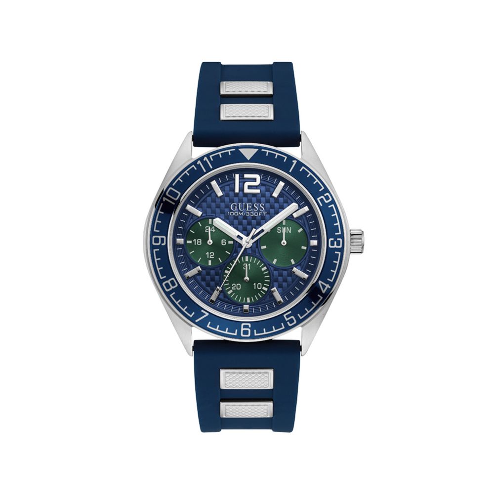Guess Montre Sport Homme – Quartz Bleu, Boîtier Acier 46 mm & Bracelet Silicone - Apparel & Accessories > Jewelry > Watches from Guess