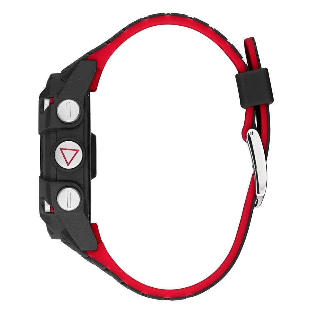 Guess montre sport résine noire, quartz, affichage numérique, boîtier et bracelet noirs, verre minéral, boucle, 45mm