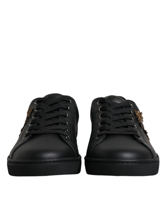 Dolce &amp; Gabbana Herren-Sneaker „London Sacred Heart“ in Schwarz mit Nieten Main Image