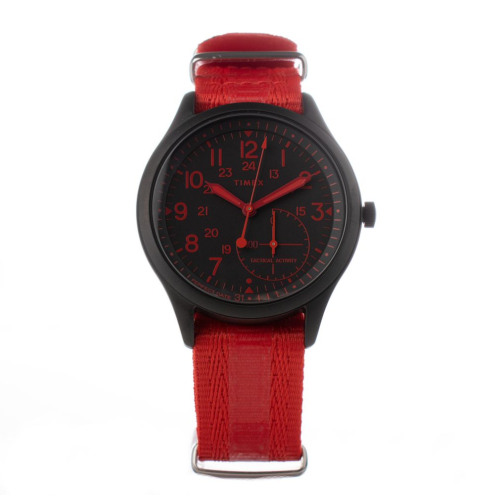 Timex Montre Sport En Nylon Rouge, Cadran Noir 41 Mm, Quartz Analogique Étanche 5 ATM - Apparel & Accessories > Jewelry > Watches from Timex