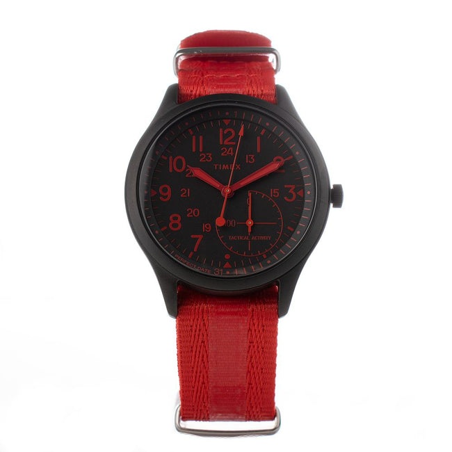 Timex Montre Sport En Nylon Rouge, Cadran Noir 41 Mm, Quartz Analogique Étanche 5 ATM Hover Image